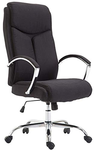 CLP Bürostuhl XL Vaud mit Stoffbezug, Chefsessel, Drehstuhl mit Armlehnen, Bürodrehstuhl mit hochwertige Polsterung, max. Belastbarkeit 140 kg, Farbe:schwarz