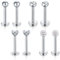 Funseedrr 8er 1.2mm Edelstahl Lippenpiercing Labret Stecker Set 6mm 8mm Silber Tragus Helix Piercing Schmuck