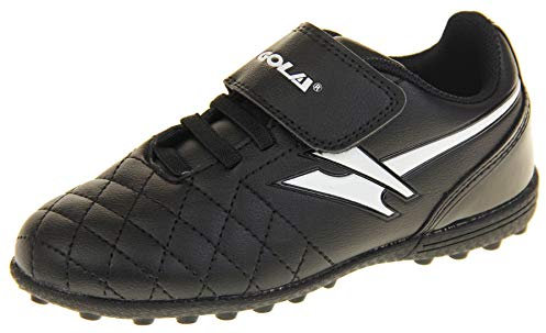 Boys Astro Turf Kids Sports Touch Fastening Lace Up Shoes Football Trainers Black & White 9 UK (27 EU)