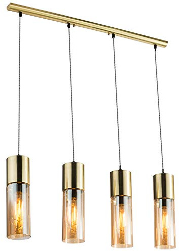 Messing Decken Hänge Lampe Wohn Zimmer Beleuchtung Glas Pendel Leuchte amber Globo 21000-4HM