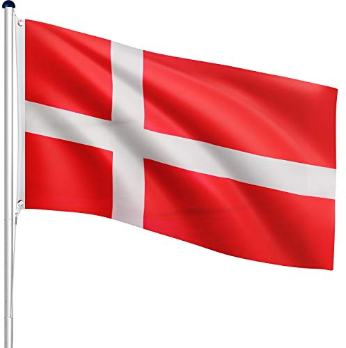 FLAGMASTER Teleskop Fahnenmast Aluminium 6,50m, 5-Fach höhenverstellbar, 30 Verschiedene Fahnen zur Wahl, Komplettset mit Bodenhülse