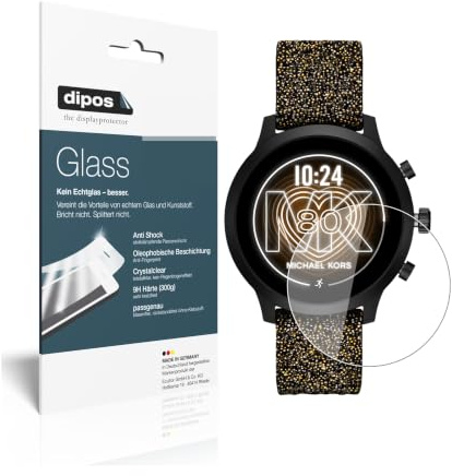 dipos Displayschutzfolie 9H klar für Michael Kors Access GO | Bricht und splittert nicht, kein Echtglas, Anti-Shock, passt perfekt, kratzfest, blasenfrei, hüllenfreundlich, selbstklebend