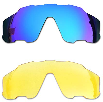 SOODASE Pour Oakley Jawbreaker Des lunettes de soleil Bleu/Jaune Transparent 2 Paires Verres de remplacement
