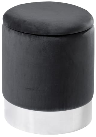 Home4You Sitzhocker Polsterhocker Fußhocker | Samt | Grau | Mit Stauraum | Ø 31 cm x H 39 cm