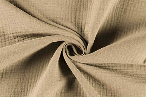 50x130cm Musselin Stoff uni Oeko-Tex zertifiziert Meterware Mulltuch Baumwolle, Farbe:sand