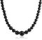 Bling Jewelry Elegante Einfache Graduierte Runde Perlenkugel Basis Schwarze Onyx Kettenhalskette Schmuck Für Frauen Versilberter Knebelverschluss 18 Zoll