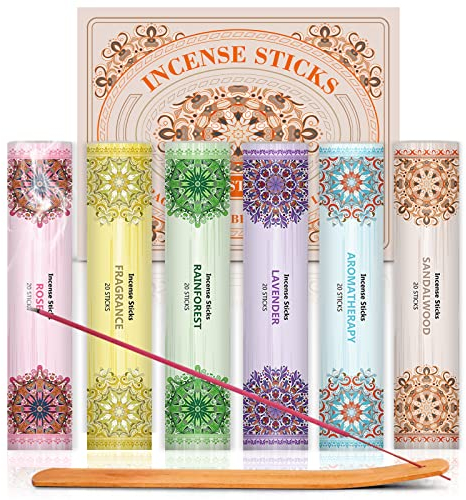 Encens Bâtons d'Encens, Encens Bois de Santal, Encens de Parfum, Encens de la Forêt Tropicale, Encens d'Aromathérapie, Encens de Lavande, Encens de Rose, 120 Bâtons d'Encens