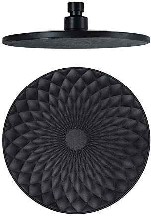 Kopfbrause Schwarz Regenbrause Rund 225 mm Regenduschkopf ABS Einbauduschköpfe mit Anti Kalk Düsen, Hochdruck Wasserfall Regendusche Duschkopf, G1/2