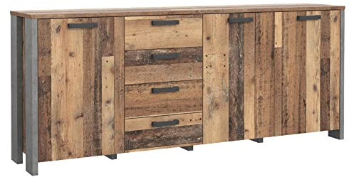 Meubletmoi Buck Langes Sideboard mit Beschichtung in Holz- und Betonoptik, Grau