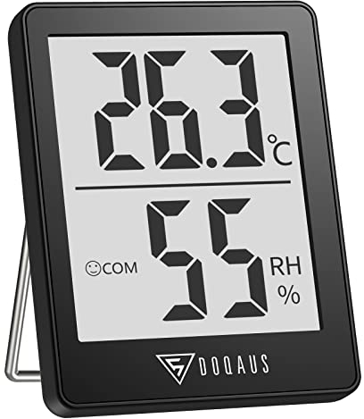 DOQAUS Room Thermometer, Digital Indoor Hygrometer Mini Temperature Monitor and Humidity Meter for Home Office Greenhouse Baby Nursery Comfort (1, Black)