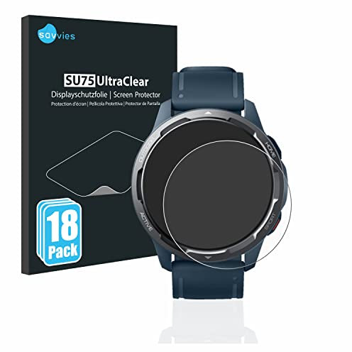 savvies Protector Pantalla para Xiaomi Watch S1 Active 18 Unidades - Película Ultra Transparente