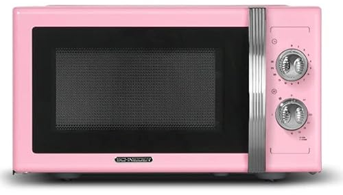 SCHNEIDER - SMW23VMP - Micro ondes gril Vintage - 23 litres - 6 niveaux de puissance - Plateau tournant (27cm) - Rose