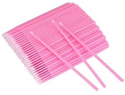 GCQQ 100PCS Micro Brush Applicator-Pink Micro Mascara Wands-Disposable Micro Brushes-Micro Lash Lift Brush Applicators-Micro Fibre Lash Brushes for Eyelash Extensions, Nail Polish and Crafts