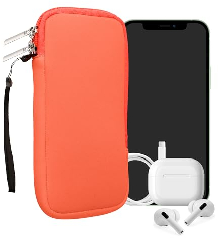 kwmobile Handytasche für Smartphones XXL - 7 - Neopren Handy Hülle Neon Koralle - Handy Tasche 17,7 x 8,5 cm Innenmaße