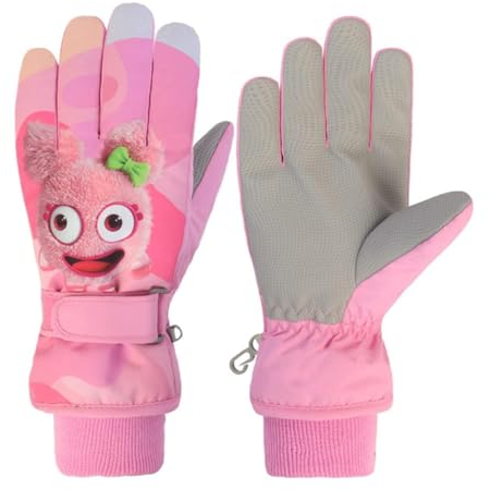 Handschuhe Kinder Winter Snow Skihandschuhe für 2-13 Jahre Mädchen Jungen PU Palme Wasserdicht Winddichte Warm Fleece Winterhandschuhe FahrradhandschuheThermohandschuhe Snowboard Skifahren Sports XS