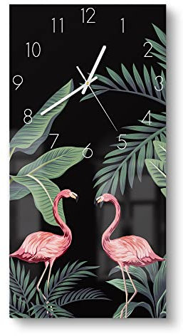 DEQORI Glasuhr | horizontal 30x60 cm | Motiv Tropische Vintage Szene | große XXL Design Uhr aus Glas | leise Wanduhr für Wohnzimmer & Küche | Moderne Hingucker Uhr für die Wand