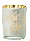 WINDLICHT Palme Glas BLAU/Gold MEDIUM (2er Set)