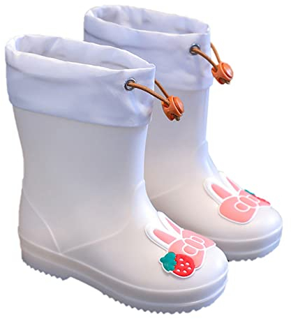 Stivali di gomma per bambini 23 ragazze, stivaletti per bambini, con cartoni animati, antiscivolo, da giardino, per ragazzi, stivali da pioggia, stivali corti, impermeabili, bianco, 21 EU