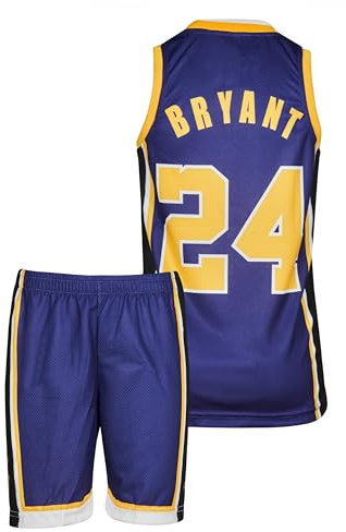 Amdrabola Lakers Basketball Kinder Trikot Bausatz, Lila, Komm mit Shorts Basketballfans (128,Lila)