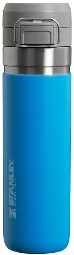 Stanley Quick Flip GO Water Bottle 24 oz | Push Button Lid | Leakproof and Packable for Travel and Sports | Insulated Stainless Steel | BPA-Free | Azure