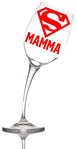 Aurìca Copa de Vino Personalizada doblada Super mamá Idea Regalo Día de la Madre y cumpleaños Mujer Copas únicas y Divertidas
