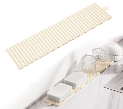 xiruiubao Tappetino Scolapiatti Stretto, Antiscivolo Tappetino Bar, Salvaspazio Tappetini Drenante in Silicone per Cucina per Bicchieri, Bottiglie, Taglieri, 30.5 x 8 x 1 cm