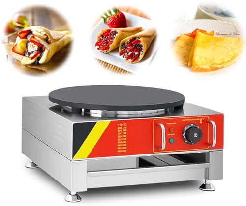 Ustensiles de Cuisine Crêpière électrique Commerciale 3000W, Plaque chauffante antiadhésive de 34cm de diamètre, 50-300 ℃