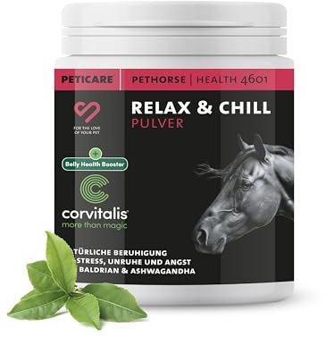 Peticare Relax-Mix Pulver für Pferde | Beruhigendes Ergänzungsfutter-Mittel | Natürliche Inhaltsstoffe, mit Baldrian & Ashwagandha | Stressabbau & Entspannung | petHorse Health 4601