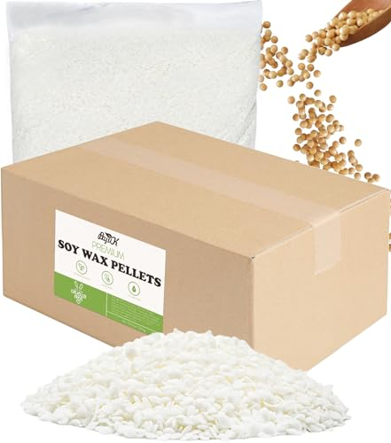 BOYUJK Sojawachs für Kerzen gießen 5KG - 100% natürliches, biologisches Kerzenwachs aus Soja ohne Zusatzstoffe - Niedriger Schmelzpunkt 55-70°C - Harmlos und Rein (5KG)