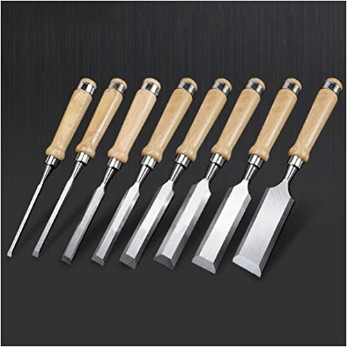 Wood Chisel Chrome-Vanadium Steel Construction, Ergonomic Grip Handle, Blade Guards Cutter Head Width - 6mm to 38mm,8-Piece Set