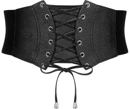 VONMELLI Korsett Gürtel für Damen, Schnürung Korsett Hohe Taille Elastischer Gürtel für Halloween Kostüm Parteien Schwarz L