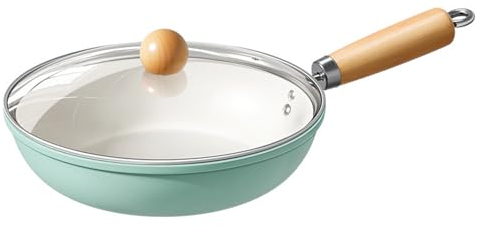 HYPIQQ 8 Inch Fry Pan with Lid Skillet with Lid Nonstick Frying Pan with Lid Induction Non Stick Ceramic Frying Pan Skillets,9.5in+Lid