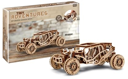 Revell Tiny Adventures Buggy I Dynamisches Modell mit Gummibandmotor I Vorwärts und Rückwärtsbewegung I Rückzugsmechanismus für interaktive Freude I Einfache Montage I Komplett aus Holz