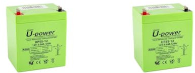 U-Power Batterie Plomb AGM 12V 5Ah F1 4,8mm (Lot de 2)