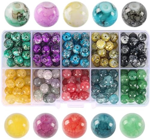 200 Stück Gemstones Beads, 8mm Naturstein Perlen für Armbänder Erwachsene, 10 Sortierte Edelsteine mit Loch für Armbänder Halsketten Schmuck Basteln Auffädeln (10 Farben)