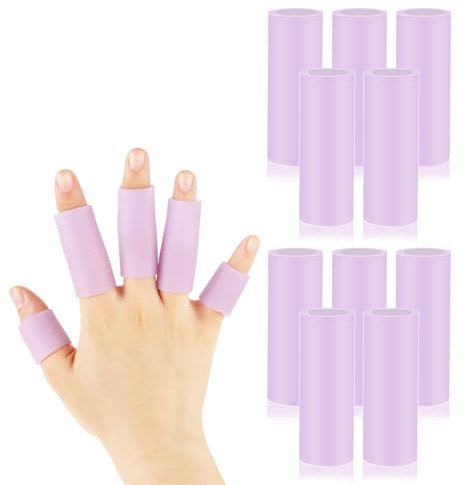 salbsever 10 PCS Finger Sleeves Rubber Finger Protectors Finger Gel Sleeve Silicone Finger Cots Finger Covers Cushions and Protects Finger Shield Provide Relief for Cracked Finger