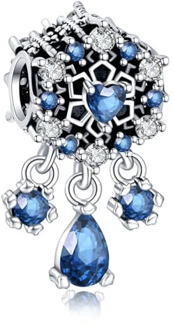 Famuan Snowflake Dreamcatcher Charm 925 Sterling Silber Anhänger Armbänder Weihnachten Valentinstag Geburtstag Schmuck Geschenke für Familie Freunde Frauen