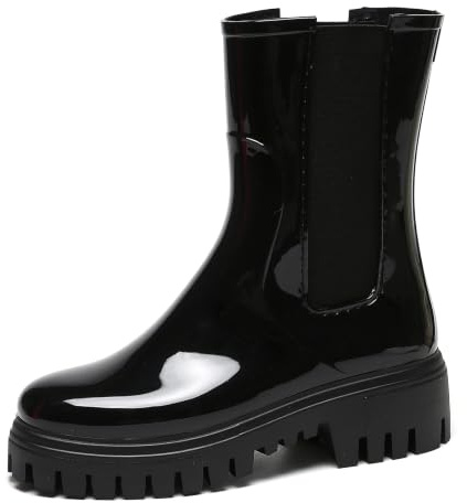 AONETIGER Stivali Pioggia Donna Impermeabile Stivali Gomma 36-41EU | Leggere Antiscivolo Antivento Comodi Pratici Ankle Chelsea | adatto Giardino Passeggiate con Cani Spostamenti Piovosi
