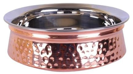 GSV Essentials Stainless Steel Copper Handi, Efficiency and Aesthetic, Handi Serving Dish, Authentic Asian, Indian Wok, Ethnic Looking, Elegant and Attractive Design, (13cm)