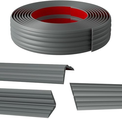 20MM Multifunktion Zierleisten Selbstklebend, Benutzt für Eckenschutz Kantenschutz, Flexible Zierleiste für Türen, Fenster, Wände und Böden, Schälen und aufkleben Weichsockelleiste (Grau, 10M)