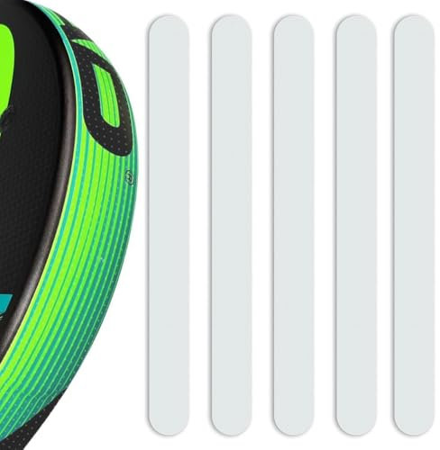 Protector de Pala de Pádel Transparente y Rugoso, Silicona Duradera - Cinta de Protección de Alto Impacto 35x370mm Ligero y Fácil de Instalar para Máxima Durabilidad (5 uds.)