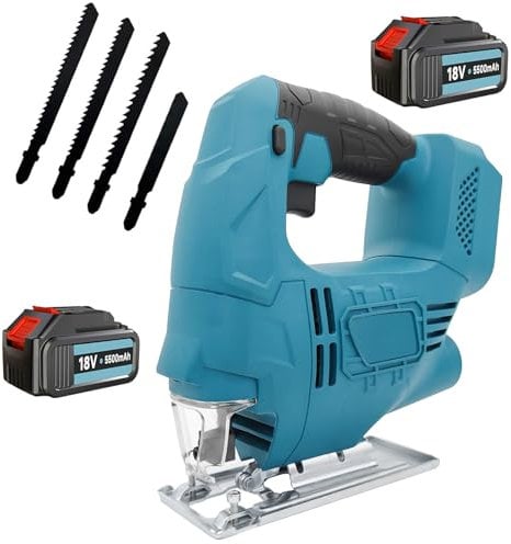 Cordless Jigsaw,Compatible with Makita 18V Battery, with 2X 5.5Ah Battery and 4 Blades,3000SPM Electric Jig Saw Tool,New Upgrades, ±45° Bevel Cutting,for Metal Wood, Plastic Cutting 
