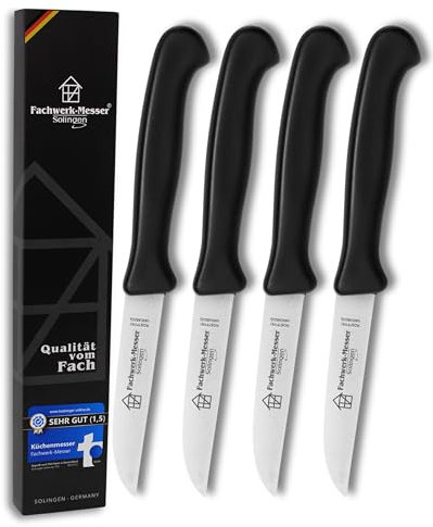 Fachwerk-Messer Küchenmesser 4er Set Gemüsemesser Solingen 7,5 cm Klingenlänge Schälmesser Qualität aus Solingen