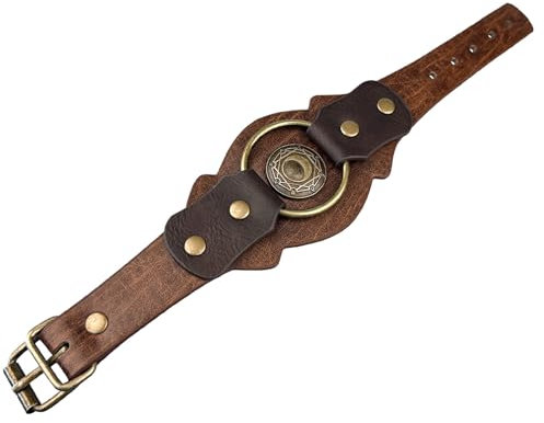 Wusideday Mittelalterliches Armband aus PU-Leder, Cosplay, Mittelalter-Manschettenarmband für Herren, bequemes Armband, Modeschmuck, vielseitig für Rollenspiele, Bühne, Refer to description, Leder