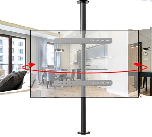 LCD TV 360 Degree Rotating Frame Floor Stand - Adjustable Tilt Swivel TV Ceiling Mount, Partition Wall Rotating Rack Rotating TV Cabinet Rotating Base, Fits 32-75inch LED Screen Display(110-135cm)