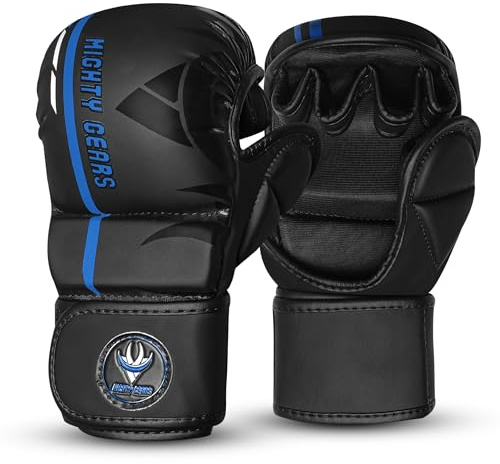 Mighty Gears MMA Gloves for Sparring & Grappling, Open Palm Shooter Design, Enhanced Wrist Support, Shock-Absorbing Padding, Lightweight & Durable for Training, Kickboxing, Muay Thai