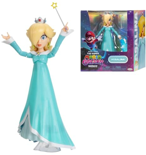 „Super Mario Galaxy“-Film: Rosalina-Actionfigur (12,7 cm) mit Zubehör, offiziell lizenziert von Jakks Pacific, 10 Gelenkpunkte, inklusive Sternenstab, ab 3 Jahren