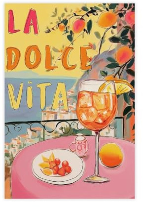 hsqxidhz La Dolce Vita Poster auf Leinwand, Wandkunst, Dekordruck, Bild Gemälde für Wohnzimmer, Schlafzimmer, Dekoration, 30 x 45 cm