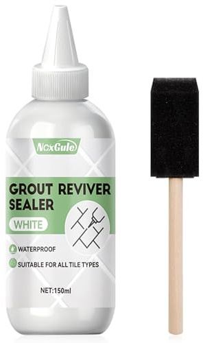 NoxGule Joint Salle de Bain Blanc, Joint Carrelage Blanc, Blanchisseur Joint Carrelage,Imperméable, Forte Résistance aux Intempéries, Convient aux Carreaux de Cuisine Salle Bain, 150ml