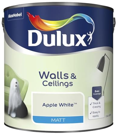 Apple White Walls & Ceilings Matt Emulsion Paint 2.5L – Smooth Creamy Finish, Quick Dry, Low VOC, Easy Application for Interior Walls & Ceilings